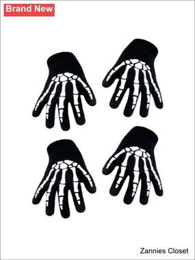 👻 Skeleton Gloves Glow in the Dark Touchscreen Warm 2 Pairs